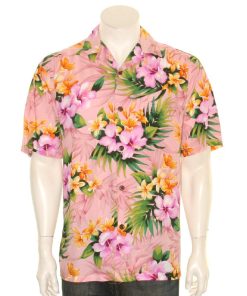 Paradise Bay Pink Floral Rayon Aloha Shirt (10104-TBD005) XS / Pink
